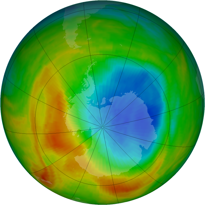 Antarctic ozone map for 24 October 1982